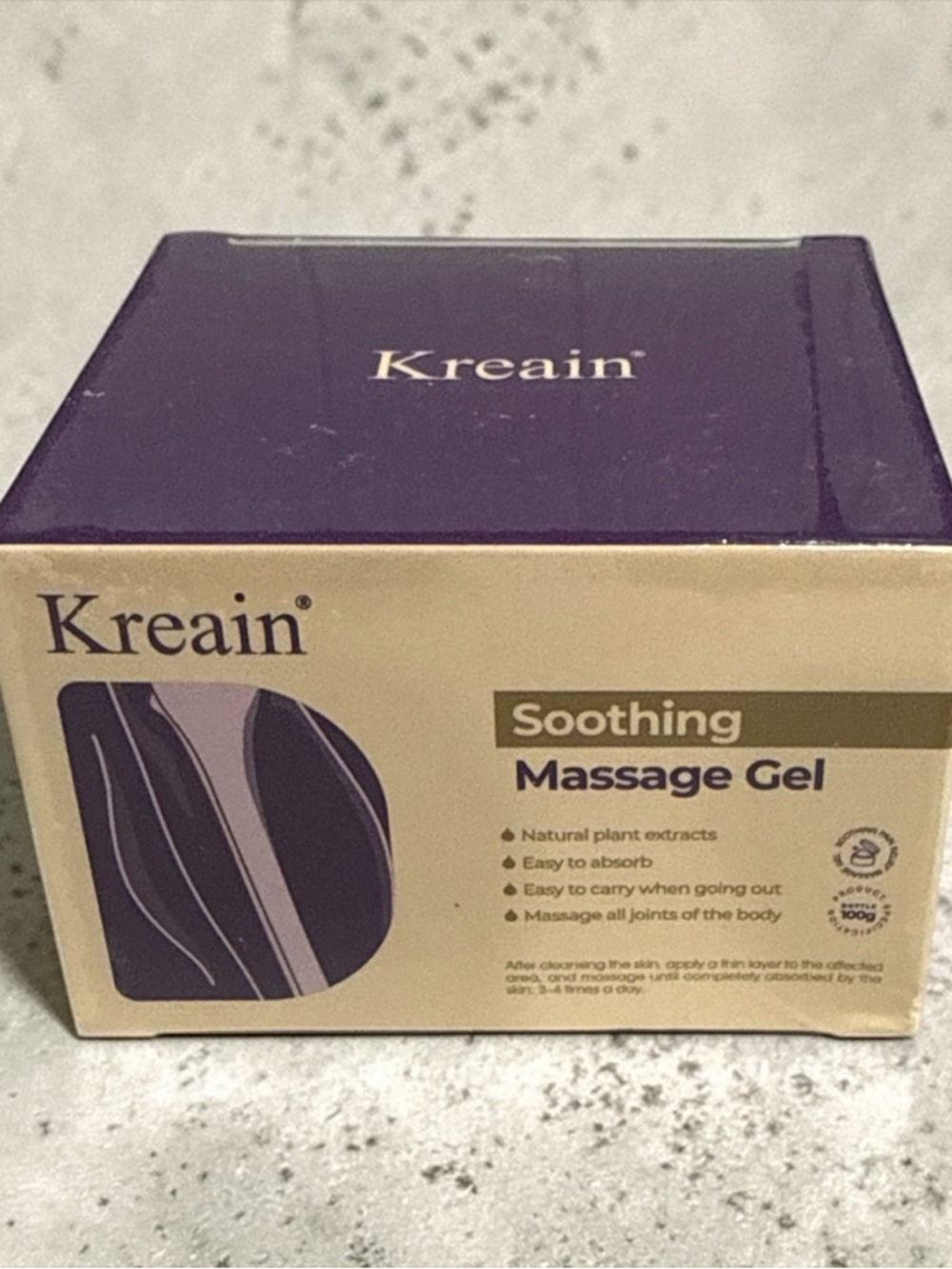 Kreain Soothing Massage Gel - Purple & Gold Box